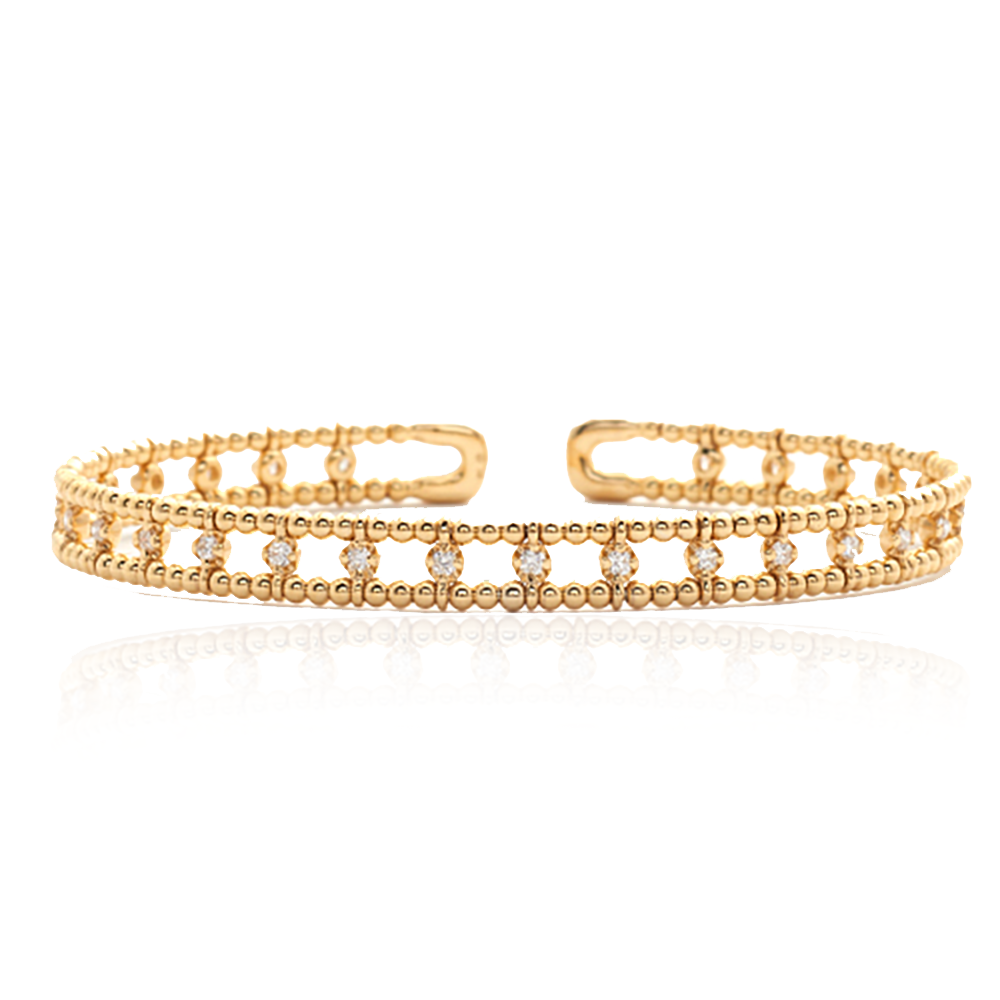 14KY 0.75CTW DIAMOND OPEN CUFF BANGLE