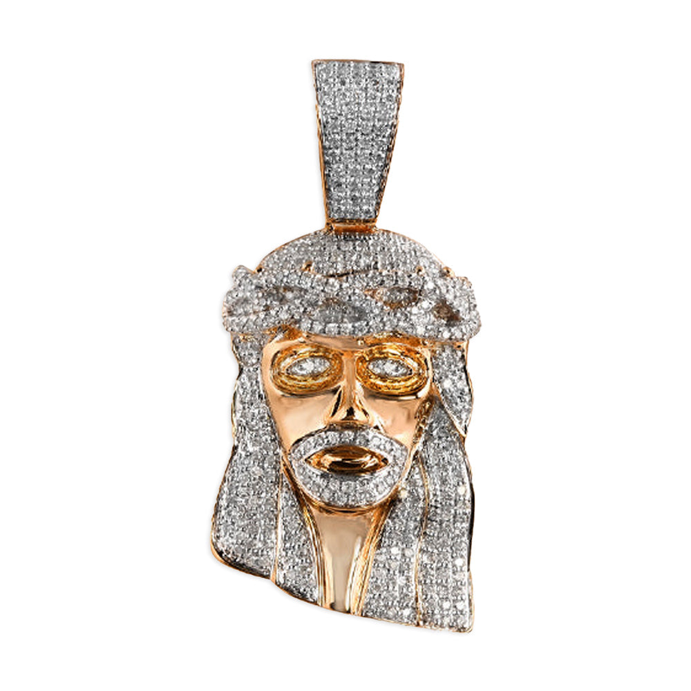 10KR 2.25CTW DIAMOND JESUS HEAD PENDANT