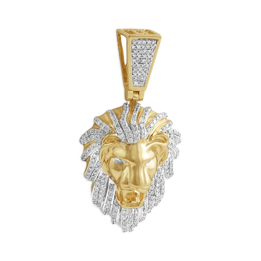 10KY 1.15CTW DIAMOND LION HEAD PENDANT