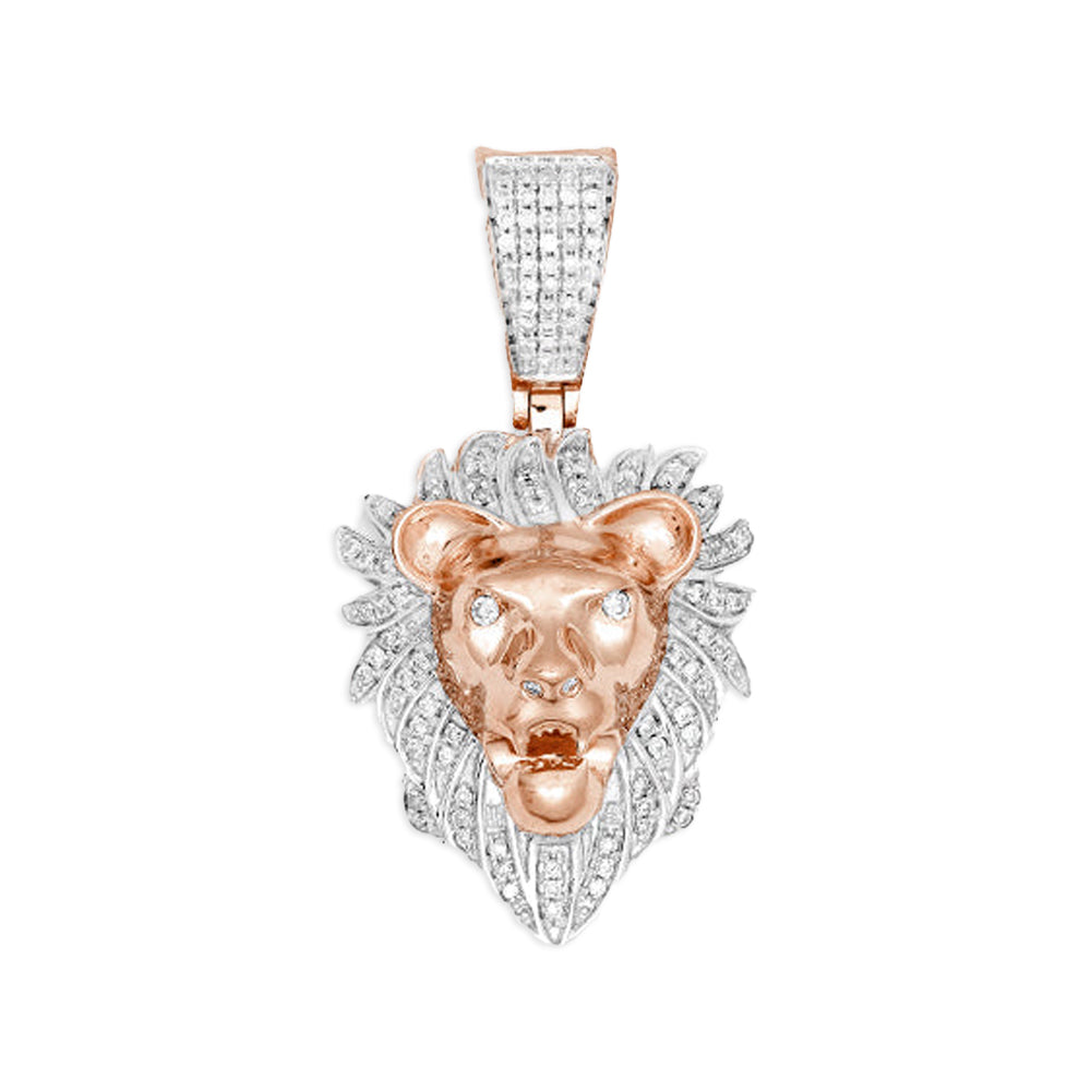 10KR 0.35CTW DIAMOND LION HEAD PENDANT