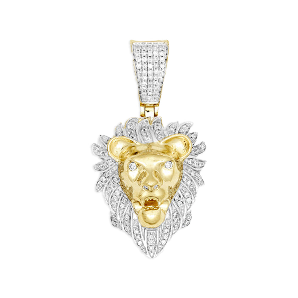 10KY 0.35CTW DIAMOND LION HEAD PENDANT