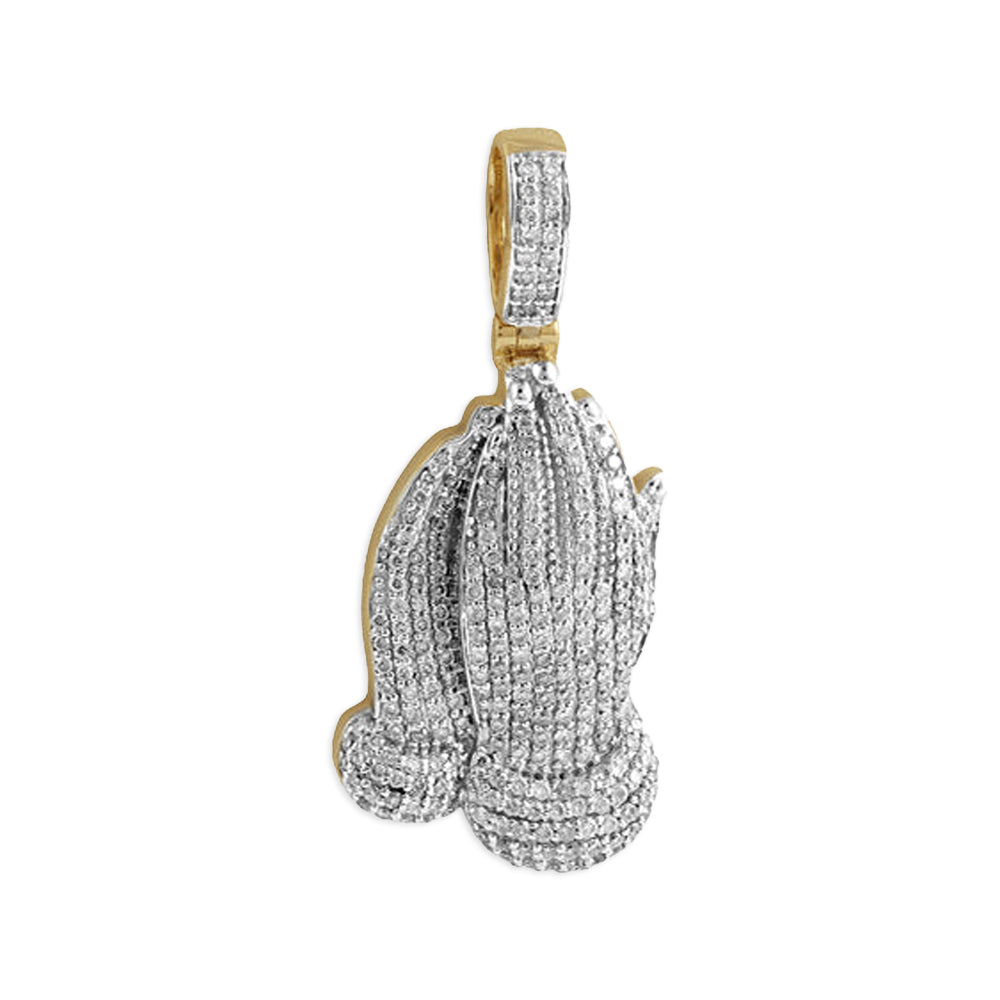 10KY 1.00CTW DIAMOND PRAYING HANDS PENDANT