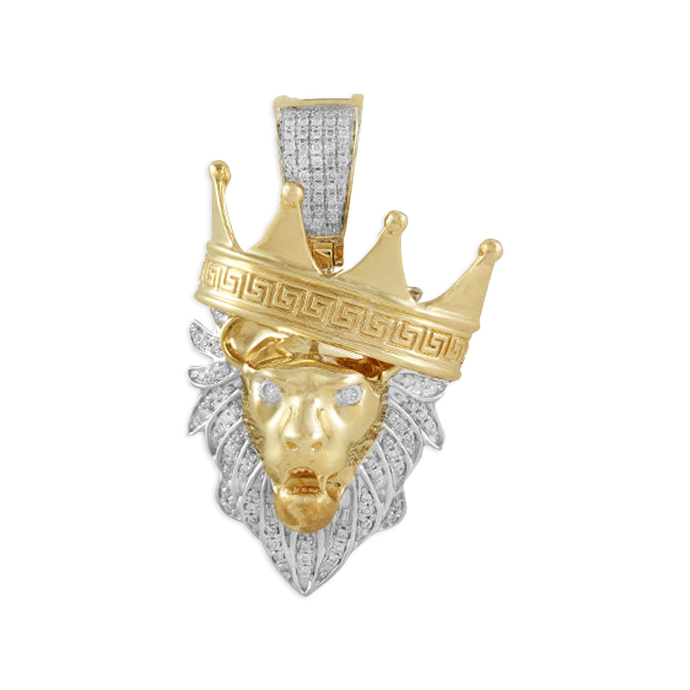 10KY 0.35CTW DIAMOND LION HEAD WITH TILTED CROWN