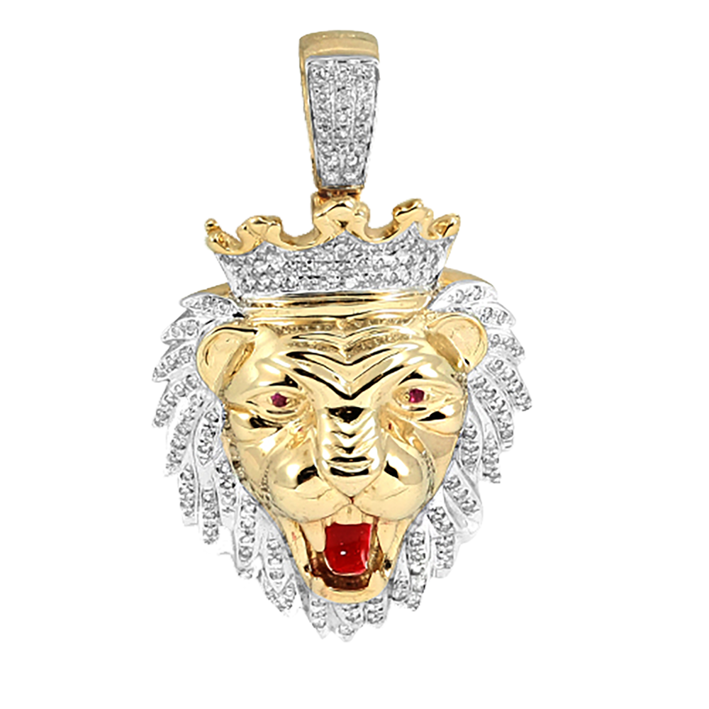 10KY 0.85CTW DIAMOND LION HEAD PENDANT