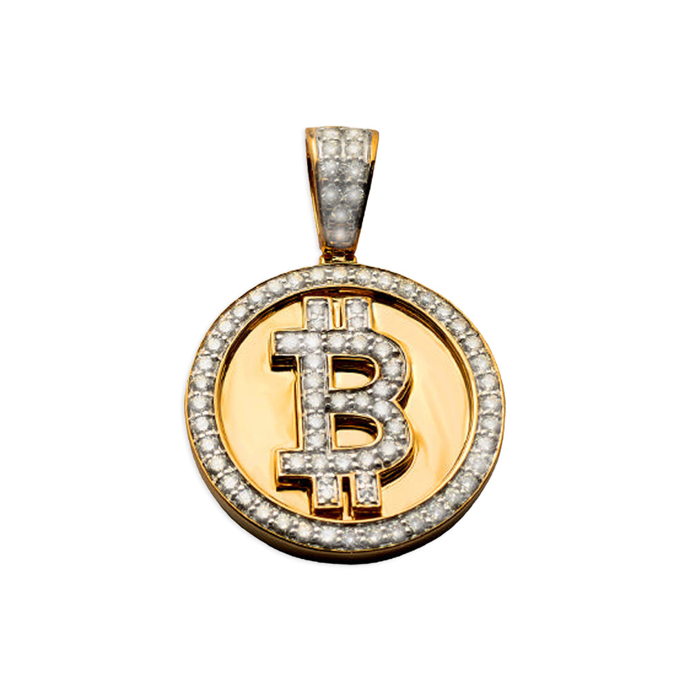 10KY 1.25CTW DIAMOND 'BITCOIN' PENDANT