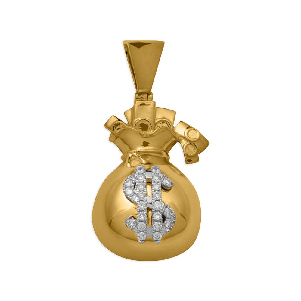 10KY 0.50CTW DIAMOND $ MONEYBAG PENDANT