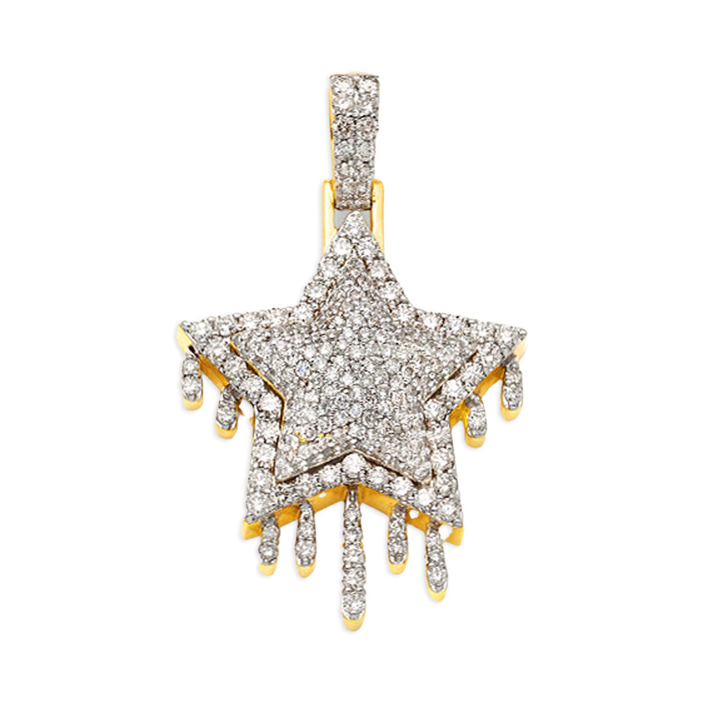 10KY 1.85CTW DIAMOND DRIPPING STAR PENDANT