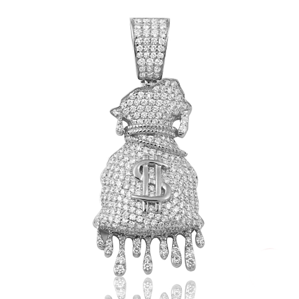 14KW 3.75CTW DIAMOND DRIPPING MONEY BAG PENDANT