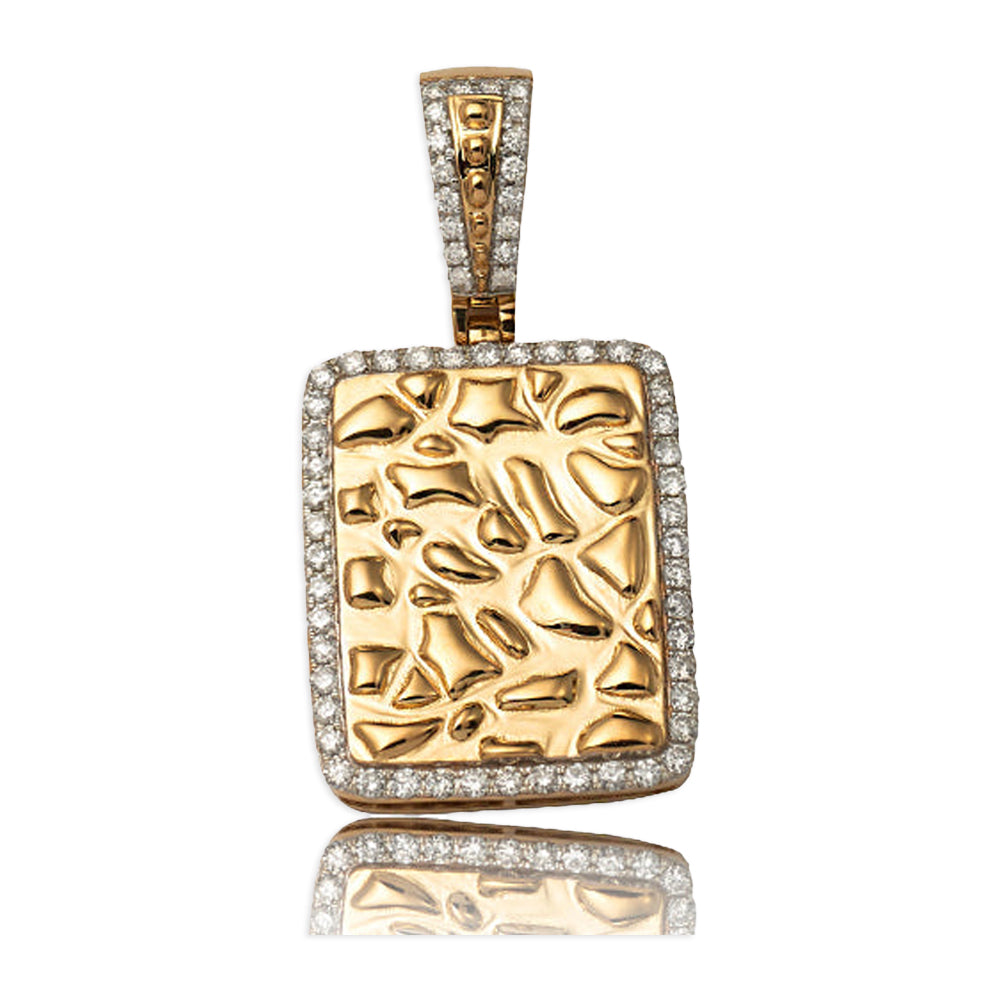 10KY 1.00CTW DIAMOND NUGGET DOG TAG PENDANT