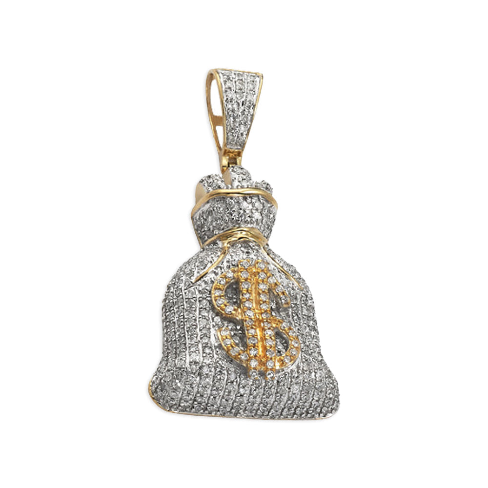 10KY 0.85CTW DIAMOND MONEY BAG PENDANT