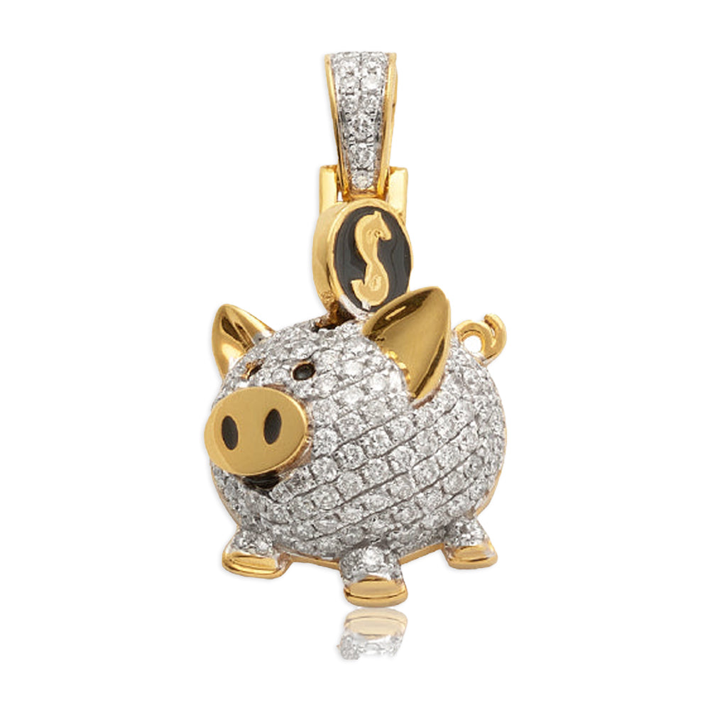 10KY 1.00CTW DIAMOND PIGGY BANK PENDANT