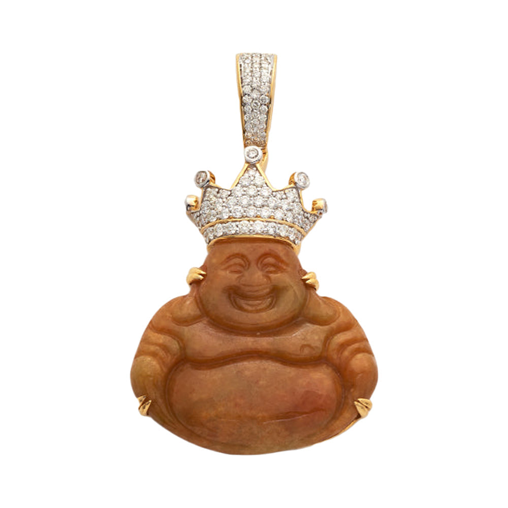 10KY 0.85CTW DIAMOND JADE KING BUDDHA PENDANT