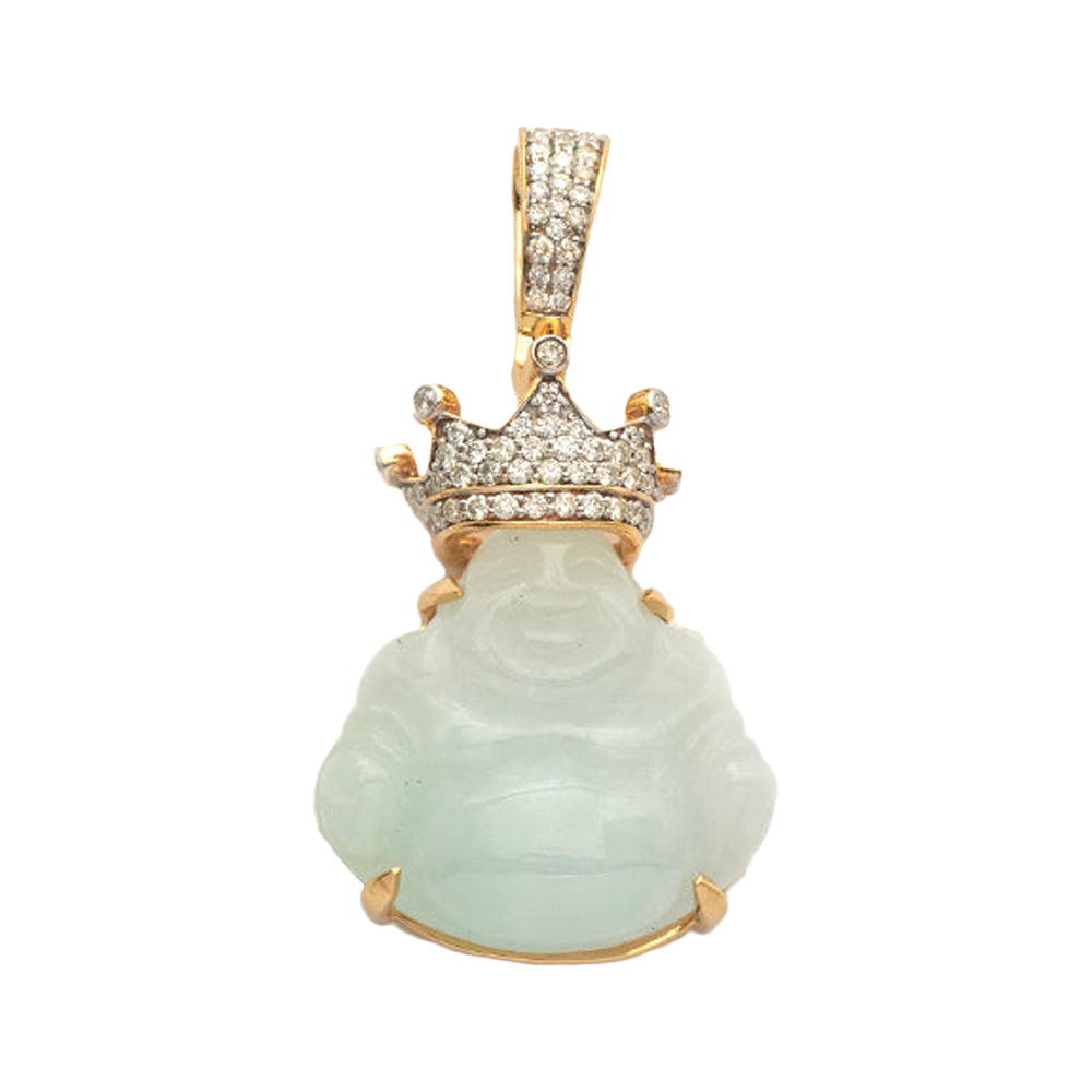 10KY 0.35CTW DIAMOND JADE KING BUDDHA PENDANT