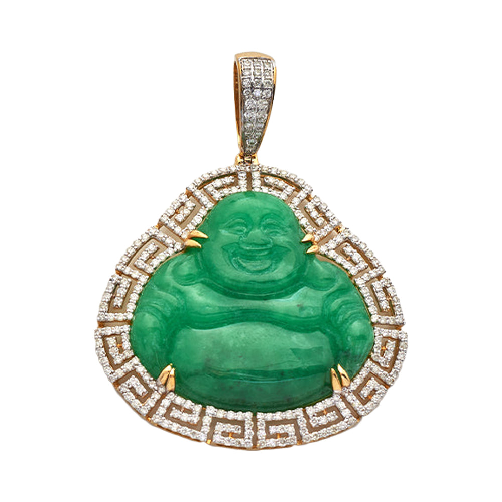 10KY 1.60CTW DIAMOND JADE BUDDHA - GREEK KEY