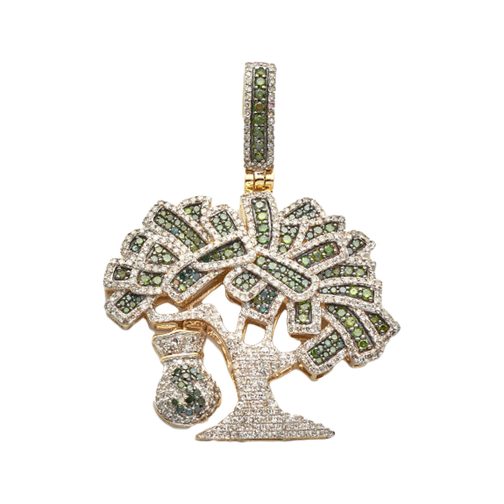 10KY 3.25CTW GREEN AND WHITE DIAMOND MONEY TREE