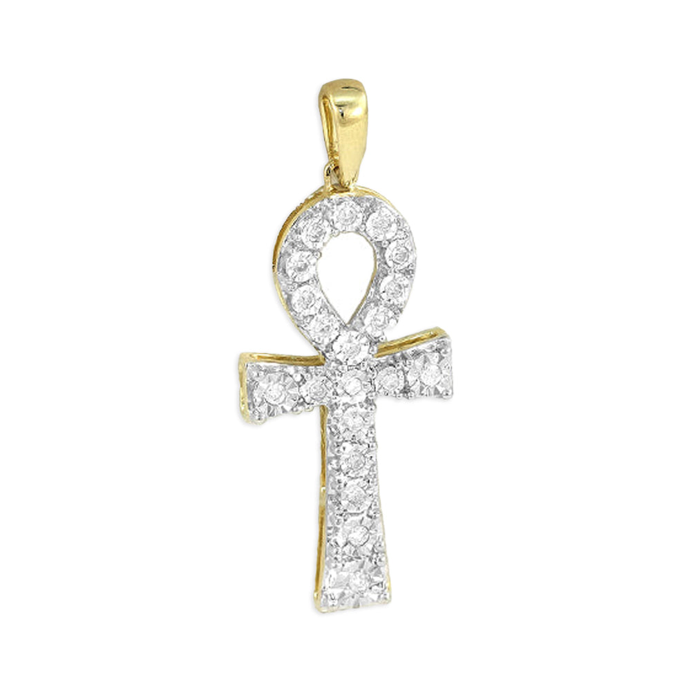 10KY 0.20CTW DIAMOND ILLUSION SET ANKH CROSS