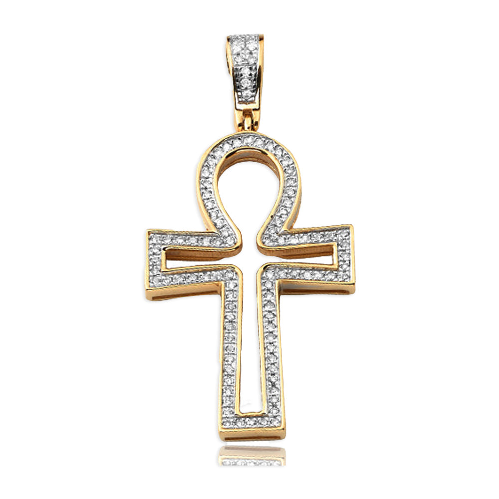 10KY 0.25CTW DIAMOND OPEN ANKH CROSS PENDANT