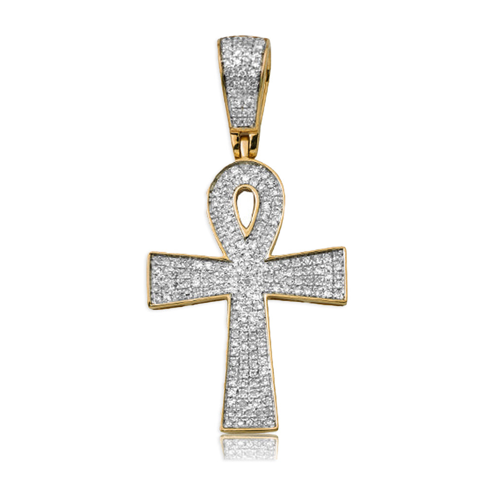 10KY 0.50CTW DIAMOND FLAT ANKH CROSS PENDANT