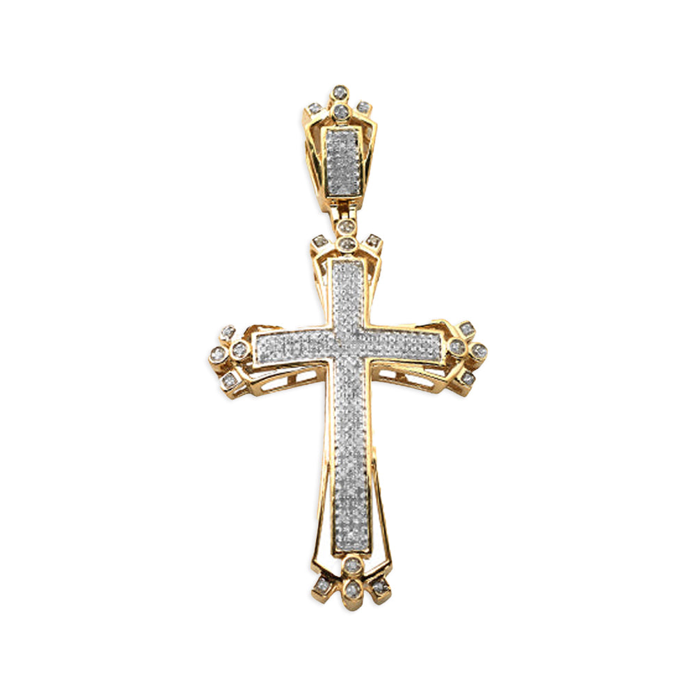 10KY 0.50CTW DIAMOND MICROPAVE CROSS WITH FANCY BO