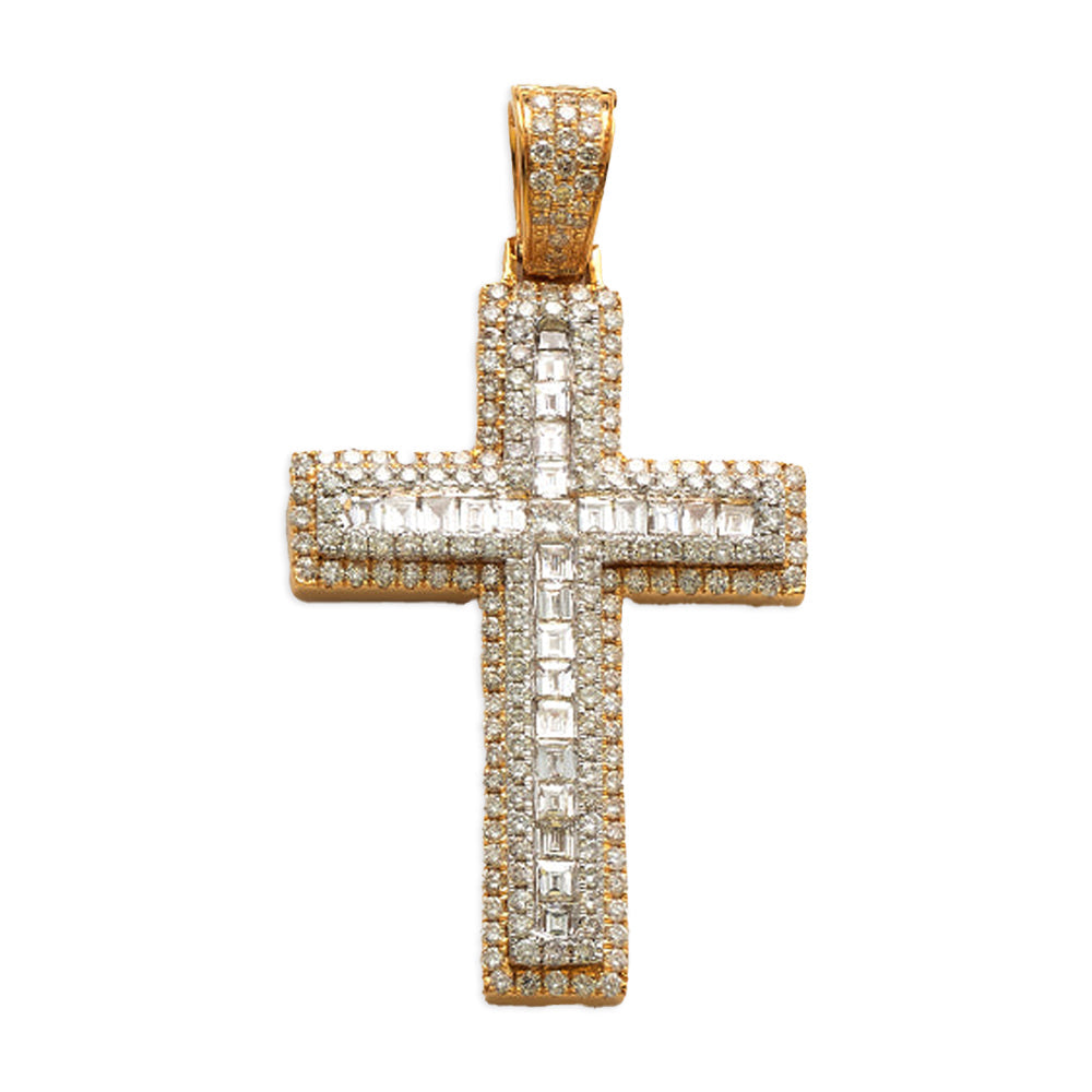 14KY+W 2.75CTW BAGUETTE DIAMOND CROSS