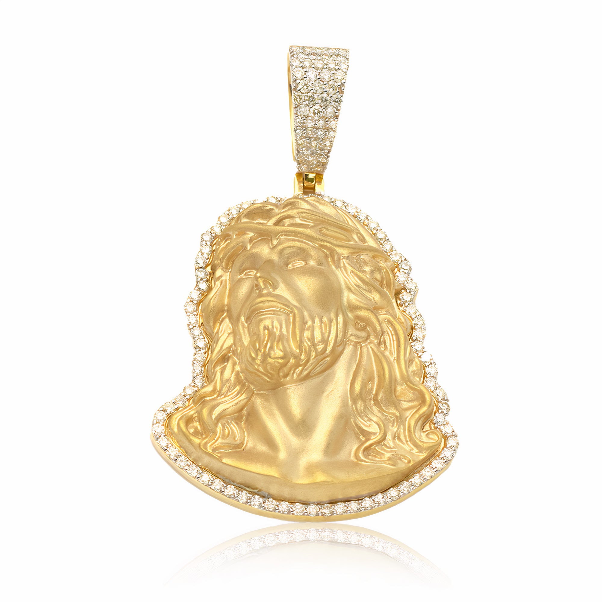 14KY 1.25CTW DIAMOND JESUS FACE PROFILE PENDANT -