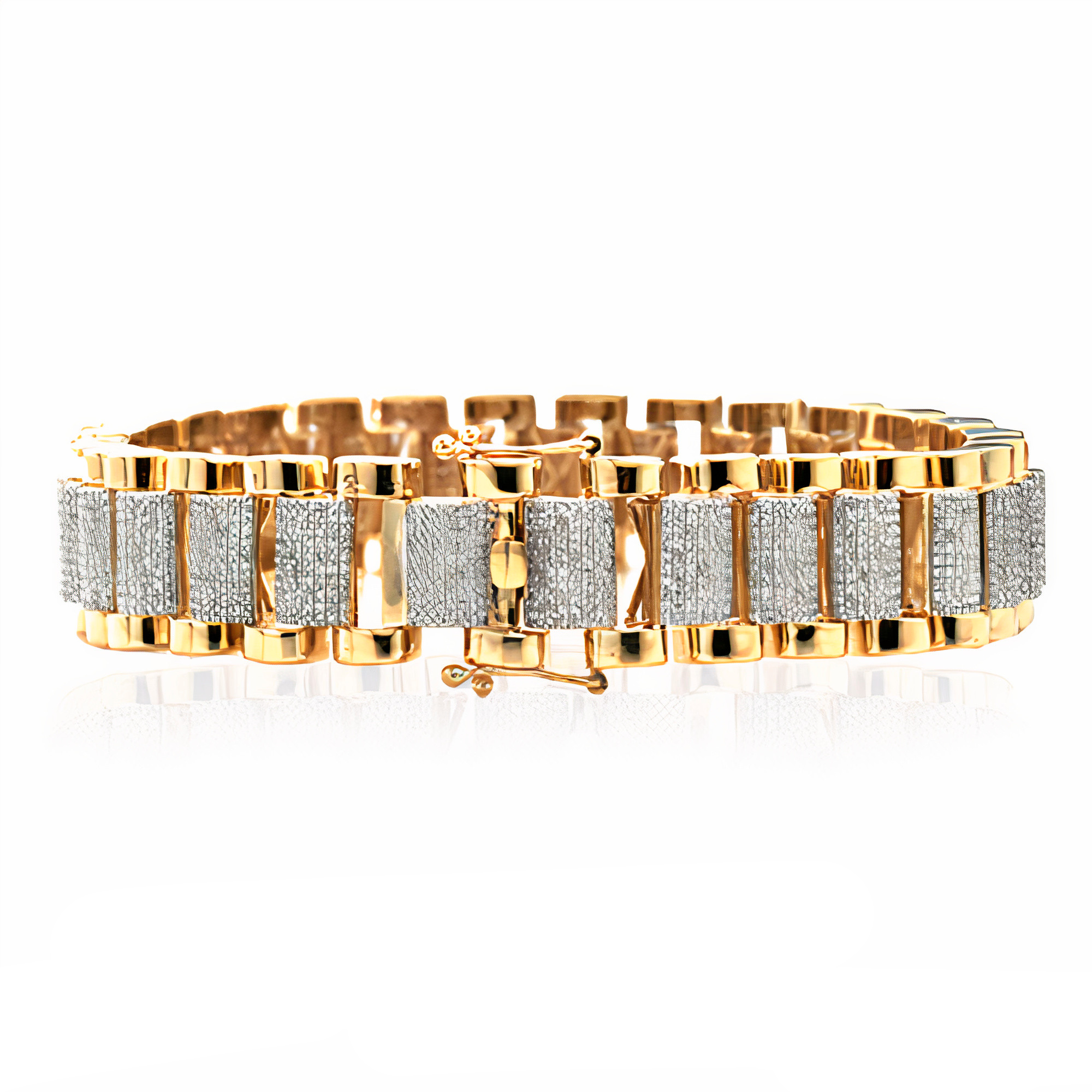 10KY 4.10CTW MICROPAVE DIAMOND ROLEX LINK MENS