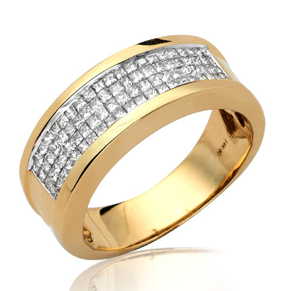 14KY 1.05CTW PC DIAMOND MENS RING - 4 ROW CHANNEL