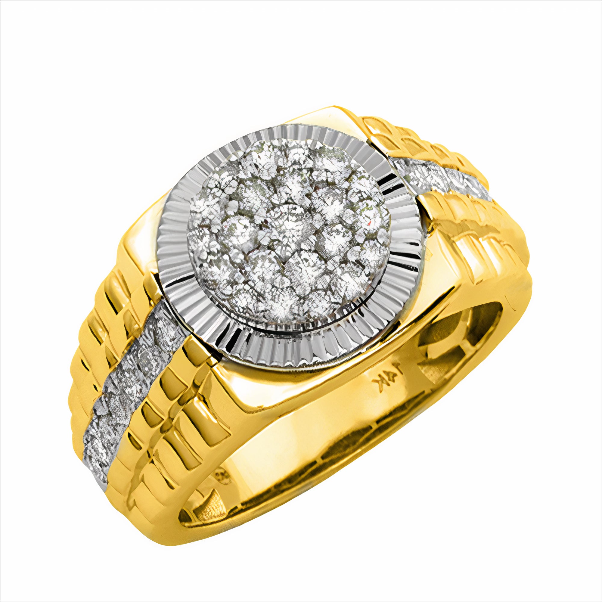 14KY+W 1.15CTW DIAMOND MENS ROUND CLUSTER RING by Jewelry Gallo Deoro