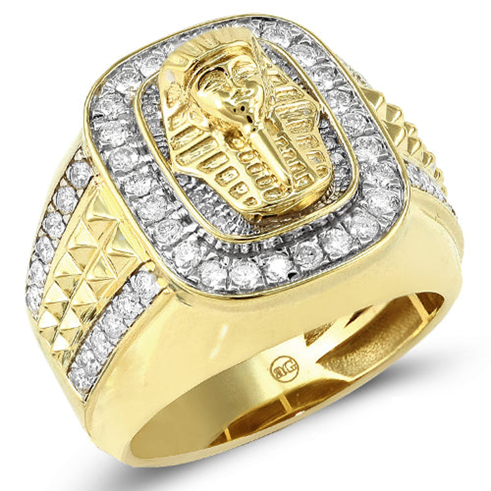 10KY 1.25CTW DIAMOND MENS PHAROAH RING