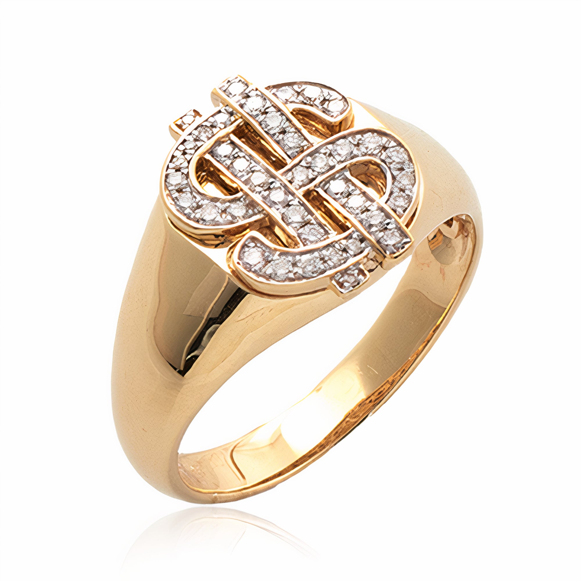 14KY 0.30CTW DIAMOND DOLLAR SIGN MENS RING