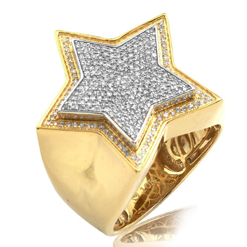 10KY+W 0.55CTW DIAMOND TWO TONE MENS STAR RING