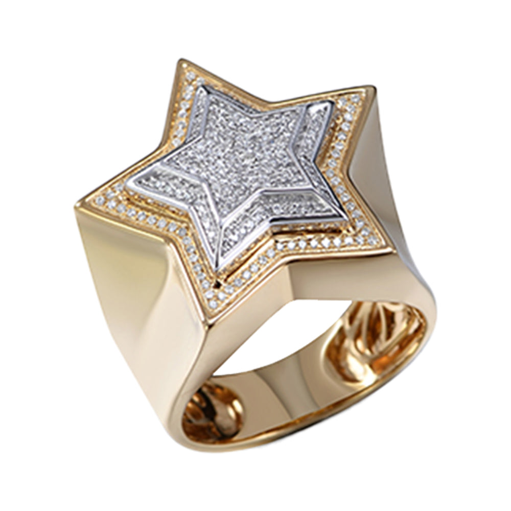 10KY+W 0.40CTW DIAMOND 3-D STAR MENS RING