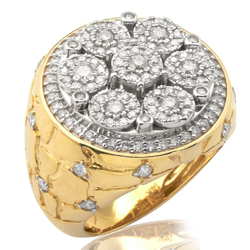 14KY 2.00CTW MENS NUGGET DIAMOND RING