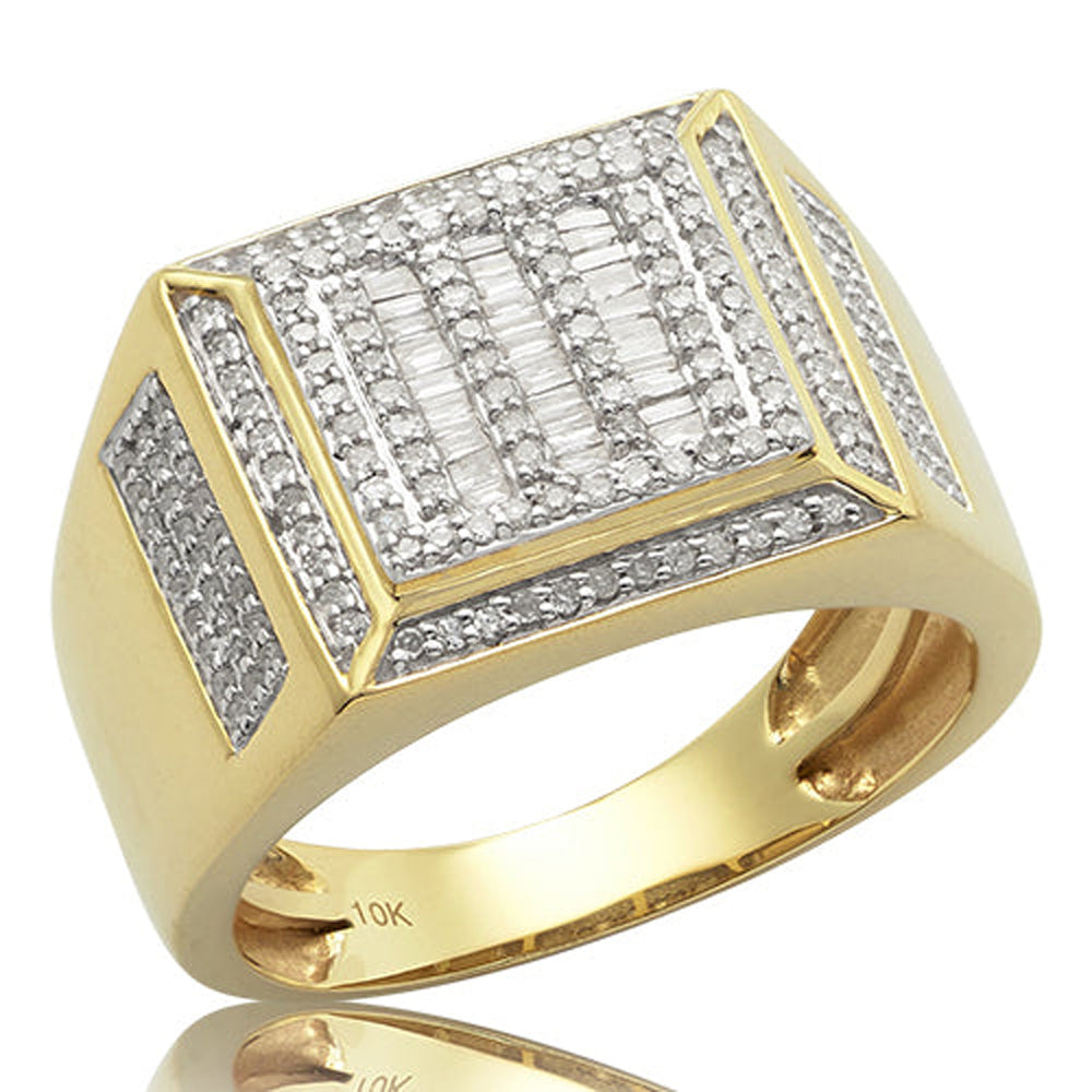 10KY 0.65 CTW  BAQUETTE DIAMOND MEN'S RING