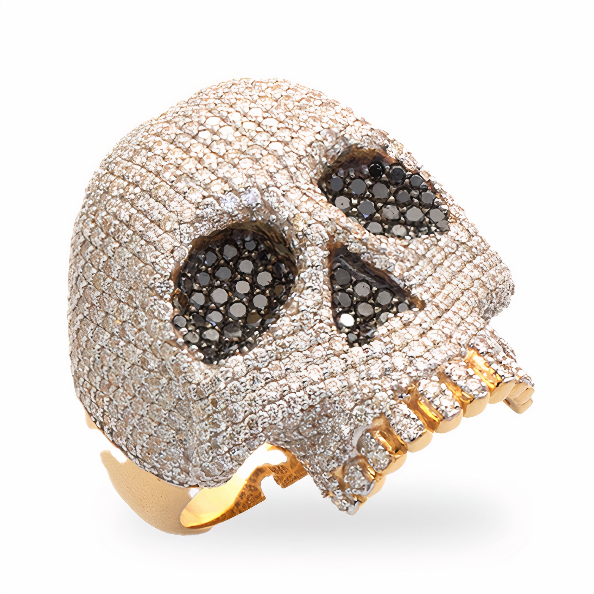 10KY 6.50CTW BLACK AND WHITE DIAMOND MENS SKULL