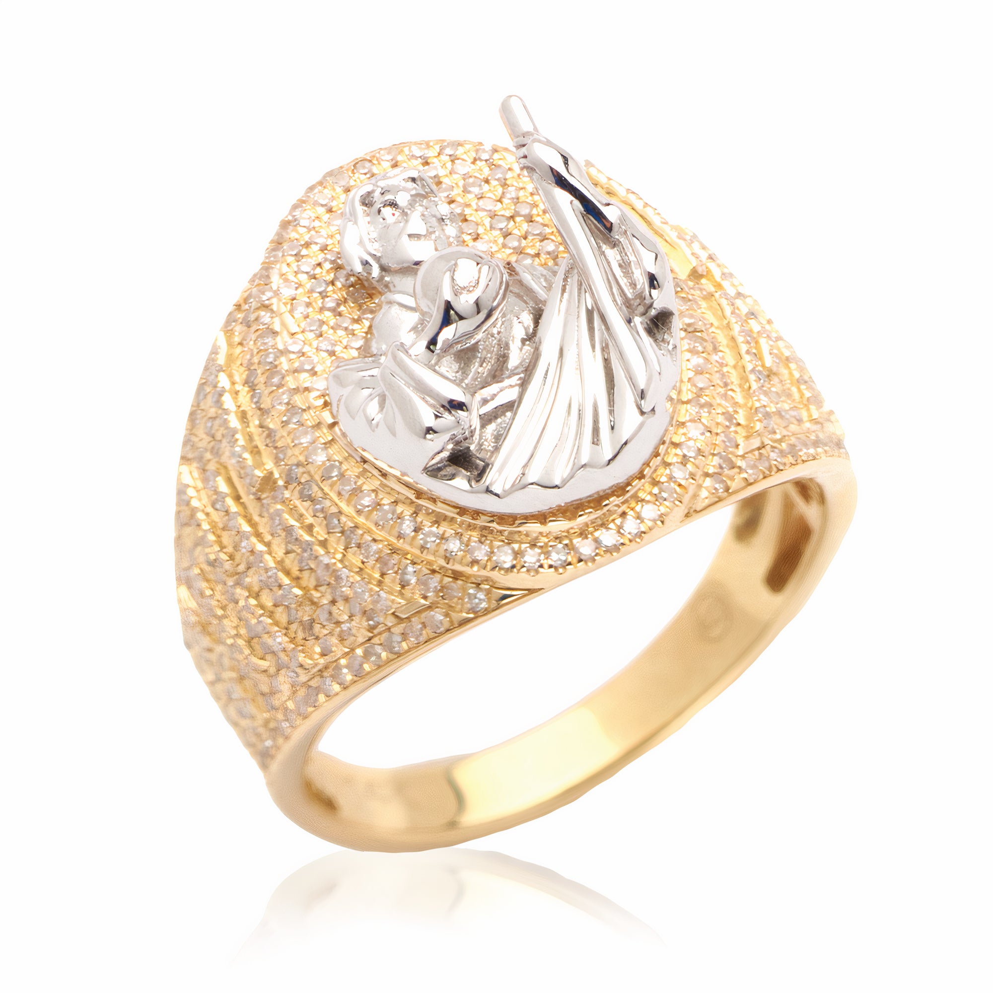 14KT 1.00CTW DIAMOND MENS ST. JUDE RING