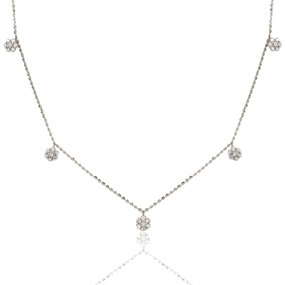 14KW 0.50CTW DIAMOND NECKLACE - 5 LOOSE CLUSTERS