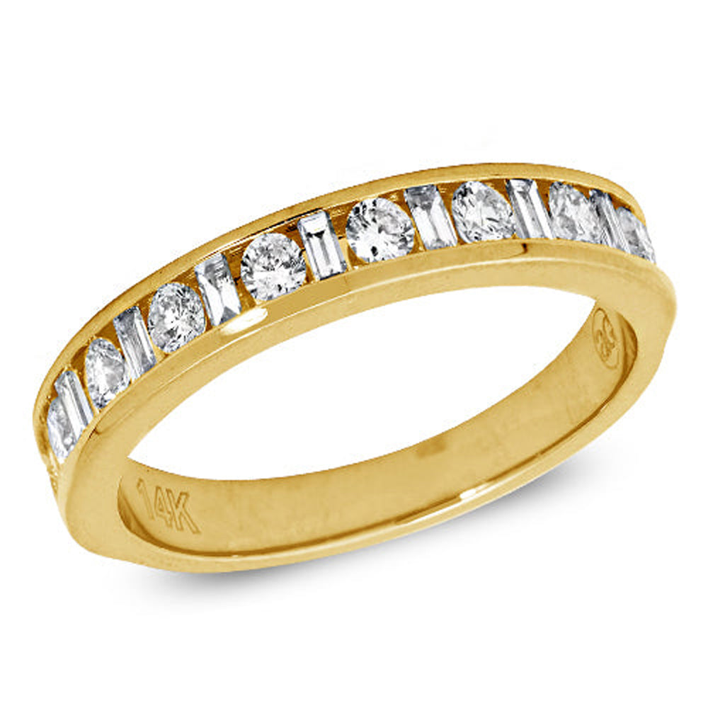 14KY 0.55CTW BAGUETTE AND ROUND DIAMOND CHANNEL