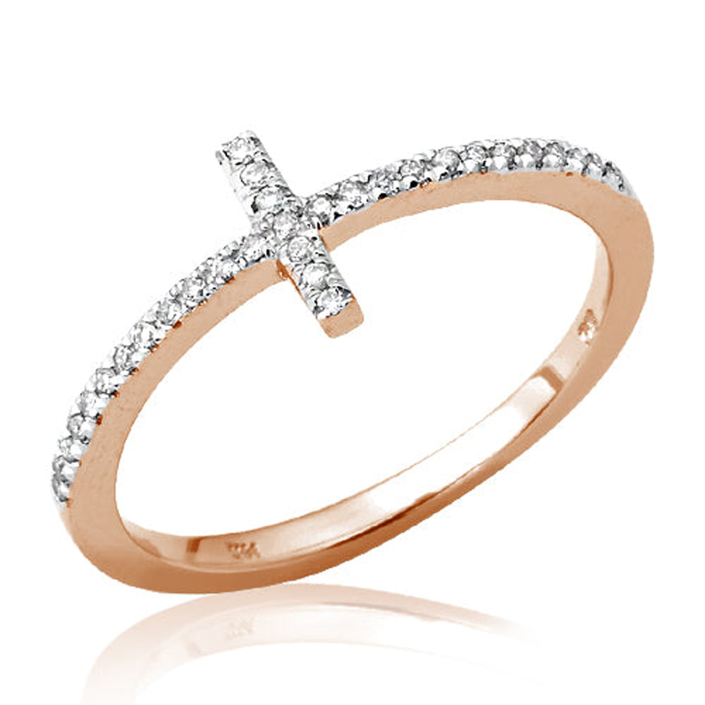 14KR 0.10 CTW DIAMOND SIDEWAYS CROSS RING