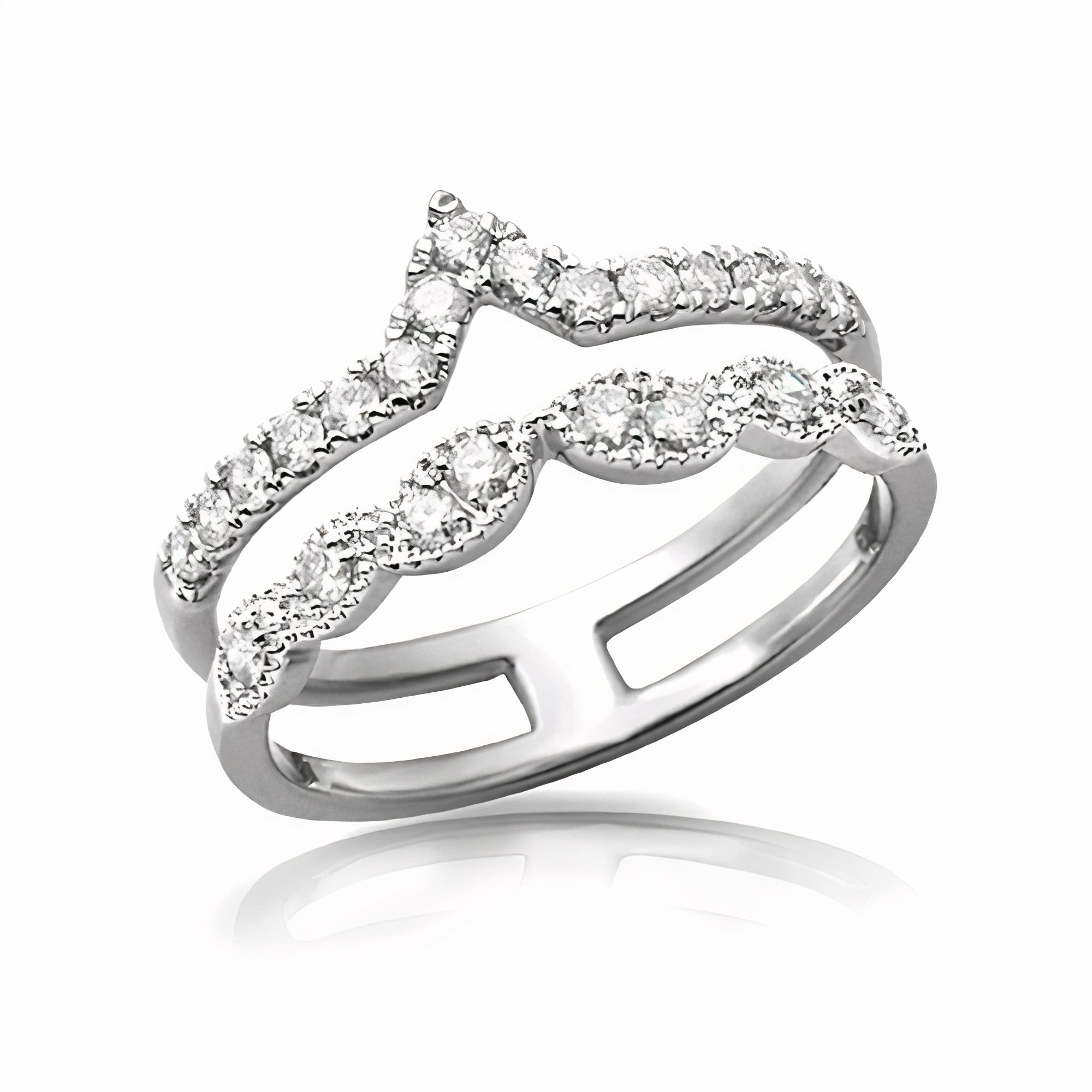 14KW 0.50CTW DIAMOND 2-ROW PRINCESS CROWN RING