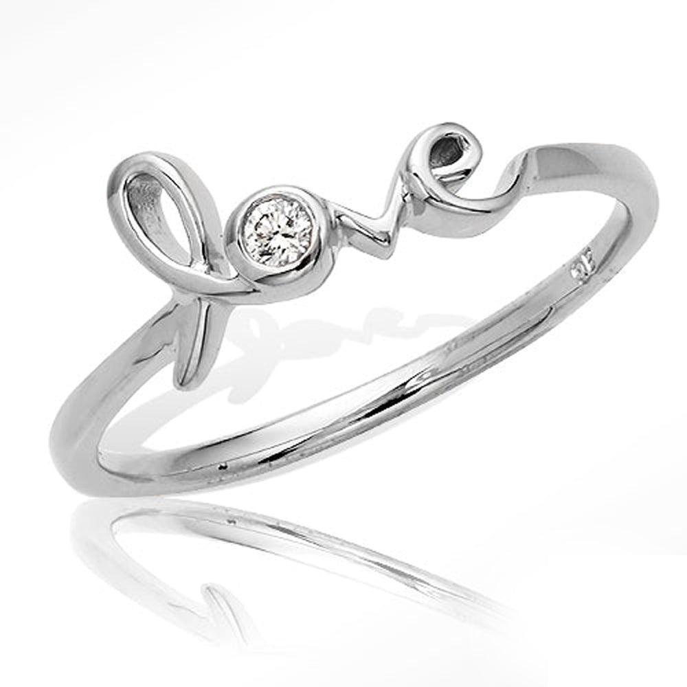 14KW 0.20CTW DIAMOND DESIGNER 'LOVE' RING