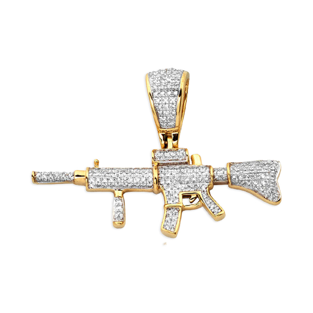 10KY 0.65CTW DIAMOND 'AR-15' GUN PENDANT