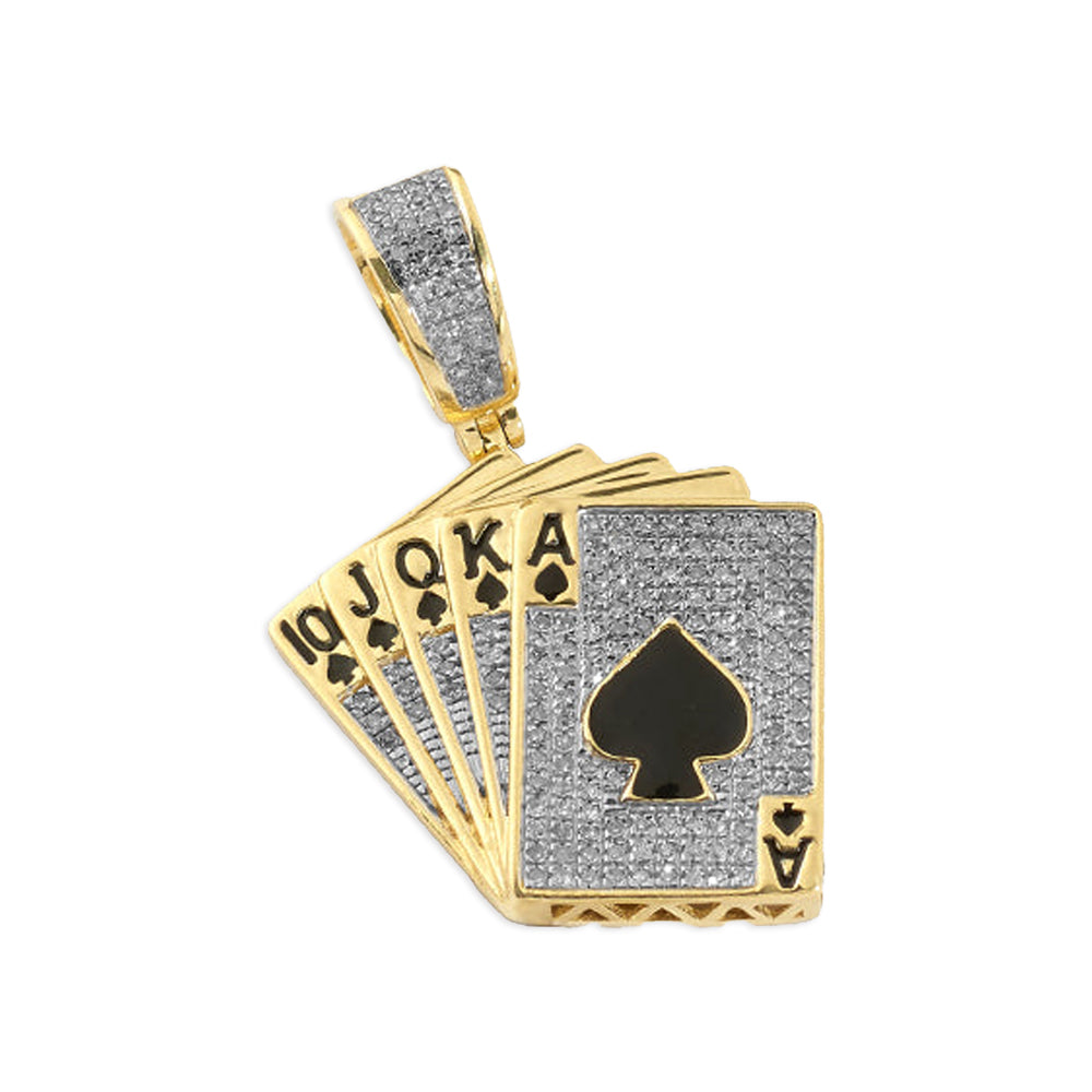 10KY 0.50CTW DIAMOND PLAYING CARDS PENDANT