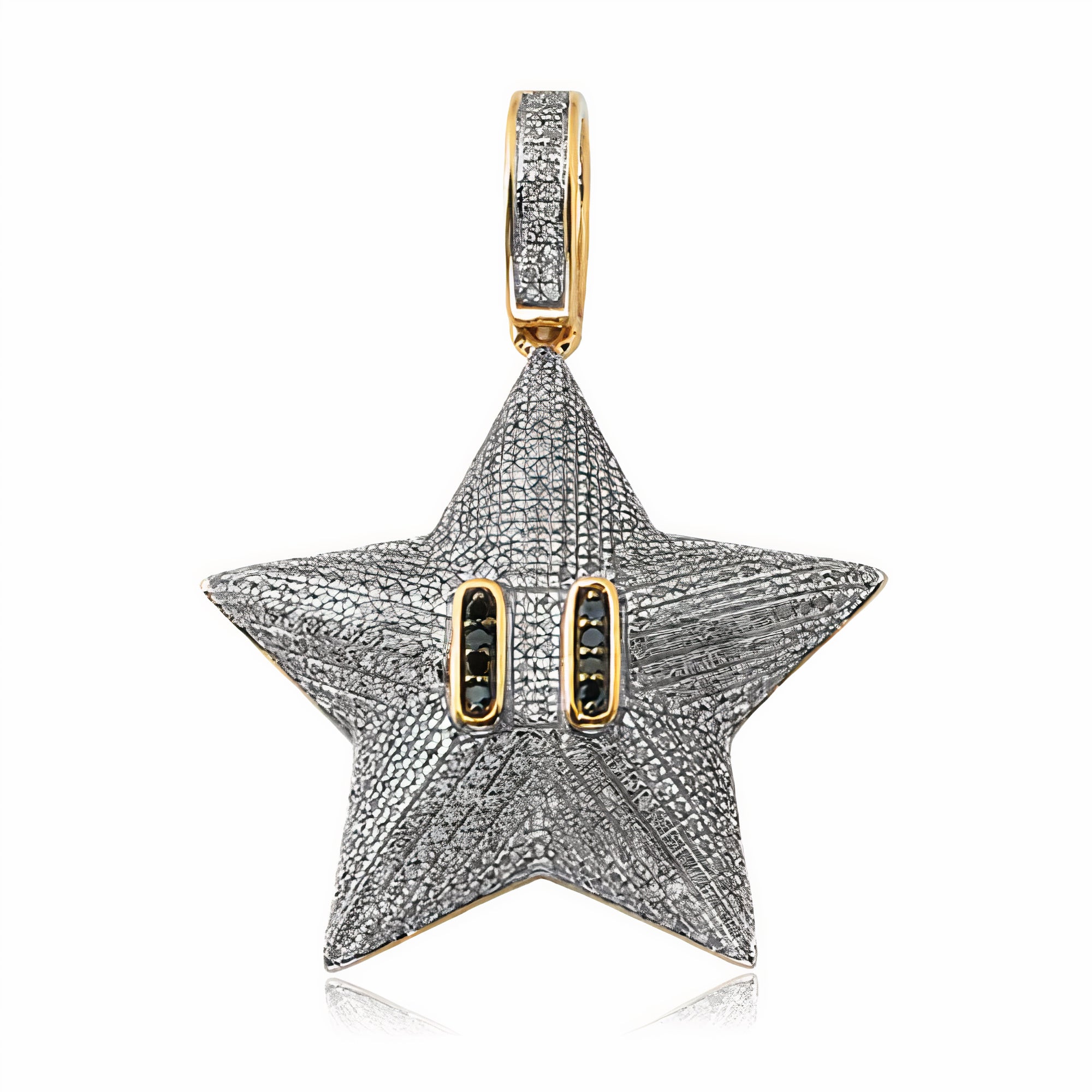 10KY 1.00CTW BLACK AND WHITE DIAMOND STAR EMOJI