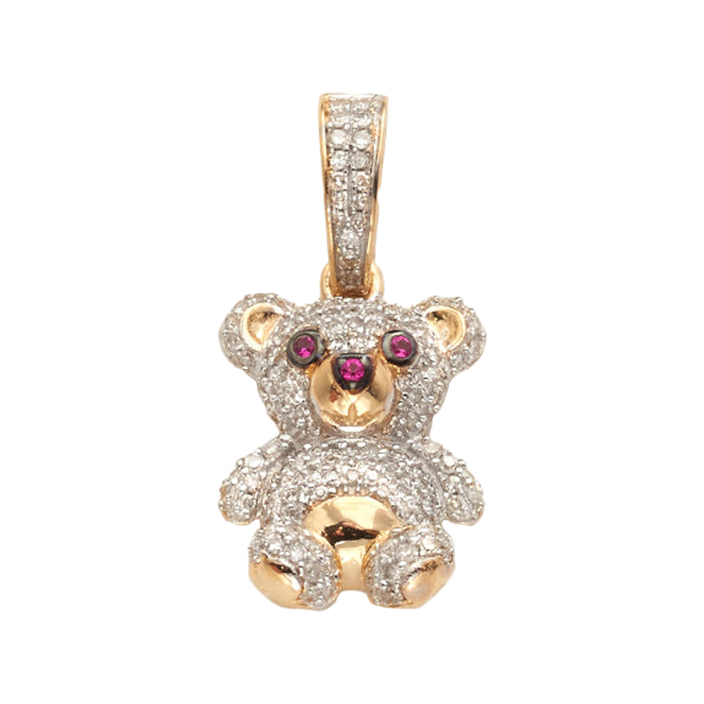 10KY 0.35CTW DIAMOND TEDDY BEAR PENDANT