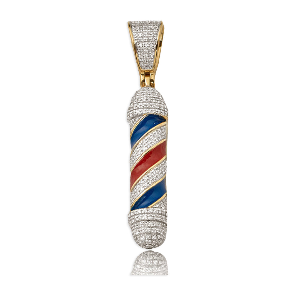 10KY 0.40CTW DIAMOND BARBER POLL PENDANT W/ENAMEL