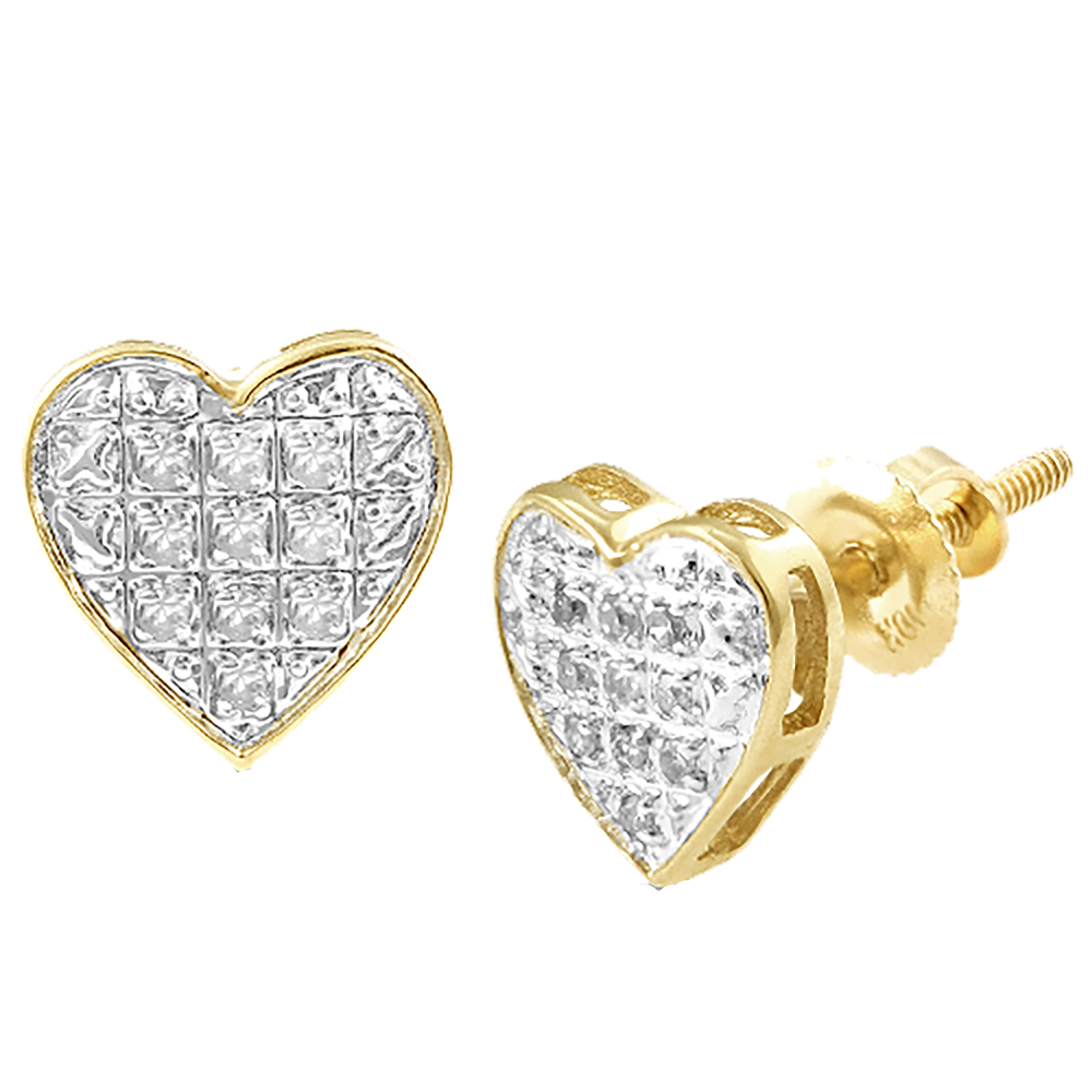 10KY 0.05CTW DIAMOND HEART DOME EARRINGS