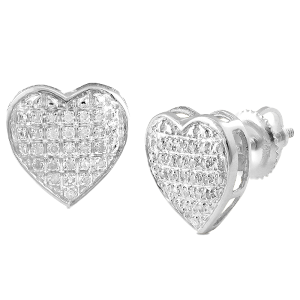 10KW 0.15CTW DIAMOND HEART DOME EARRINGS