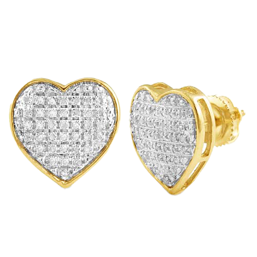 10KY 0.20CTW DIAMOND HEART DOME EARRINGS