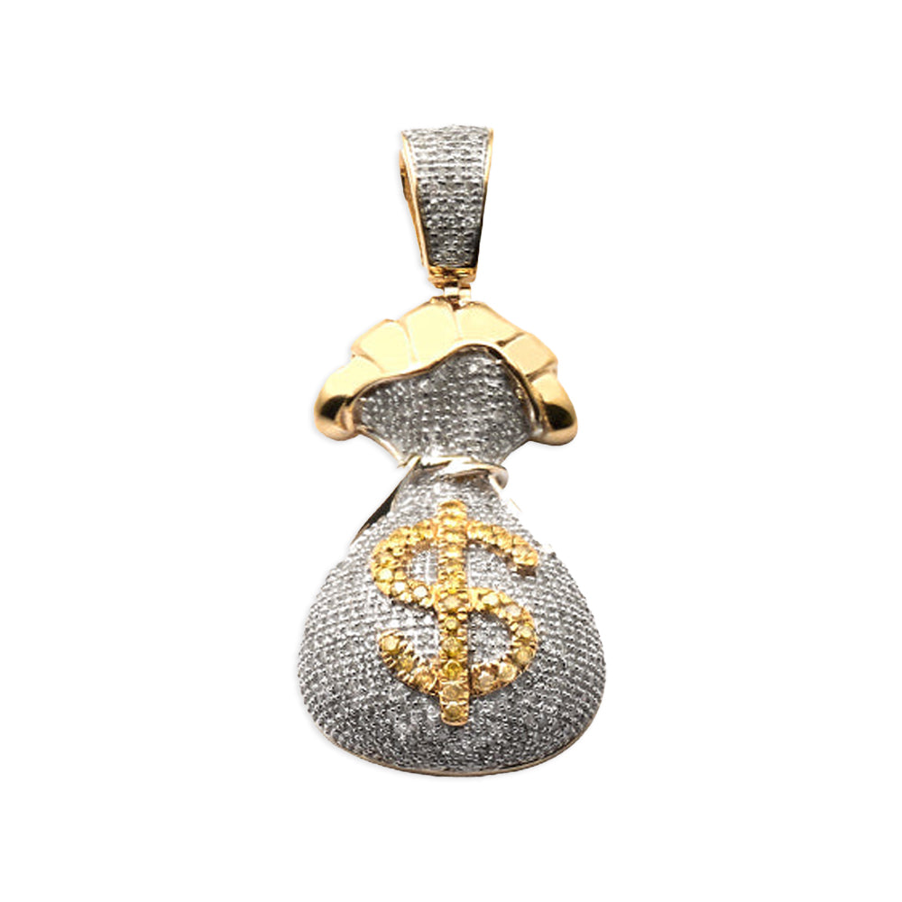 10KY 0.85CTW YELLOW AND WHITE DIAMOND MONEY BAG